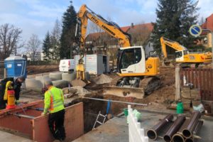 Lindengärten - Dezember 2019: Bauvorbereitung - Kanal- und Erdarbeiten