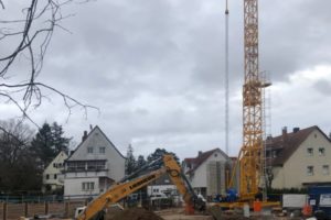 Lindengärten - Februar 2020: Der Kran wurde aufgebaut